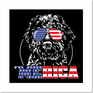 Lagotto Romagnolo American Flag Merica dog Posters and Art